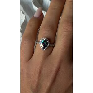 925 Sterling Silver Mystic Topaz & Cz Ring Size 7